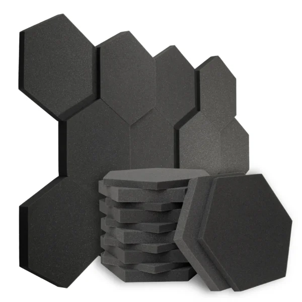 Wygłuszająca pianka akustyczna HEXAGON antracytowa – 12 szt