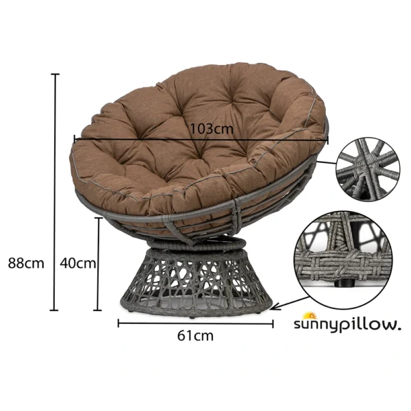 Fotel obrotowy model PAPASAN z poduszką brązowy - obrazek 2