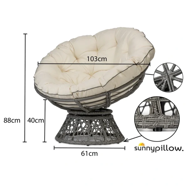 Fotel obrotowy model PAPASAN z poduszką kremowy - obrazek 2