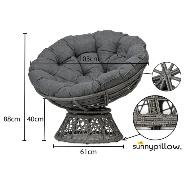 Fotel obrotowy model PAPASAN z poduszką ciemno szary - obrazek 2