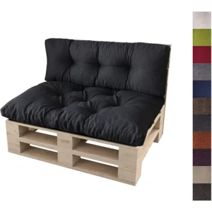 Zestaw dwóch poduszek na meble z palet MALMO 120x80 + 120x40 cm czarne