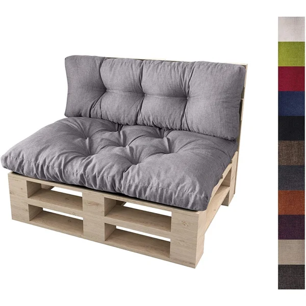 Zestaw dwóch poduszek na meble z palet MALMO 120x80 + 120x40 cm jasno szare