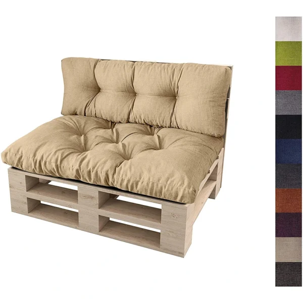 Zestaw dwóch poduszek na meble z palet MALMO 120x80 + 120x40 cm piaskowe