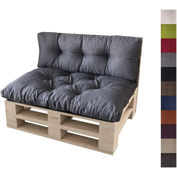 Zestaw dwóch poduszek na meble z palet MALMO 120x80 + 120x40 cm ciemno szare