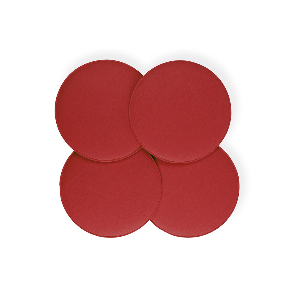 Poduszka dekoracyjna z filcu na krzesło domowe 36Ø czerwona - komplet 4 szt