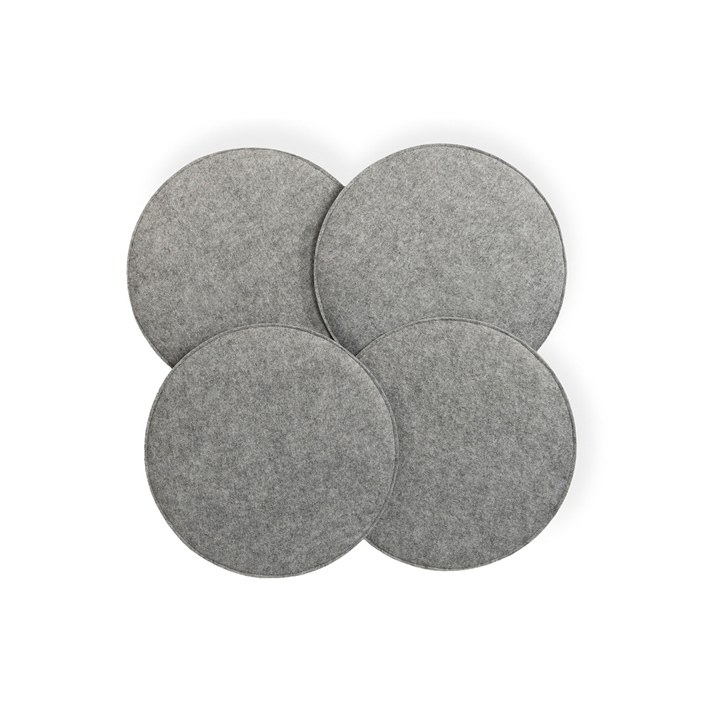 Poduszka dekoracyjna z filcu na krzesło domowe 36Ø jasno szara - komplet 4 szt