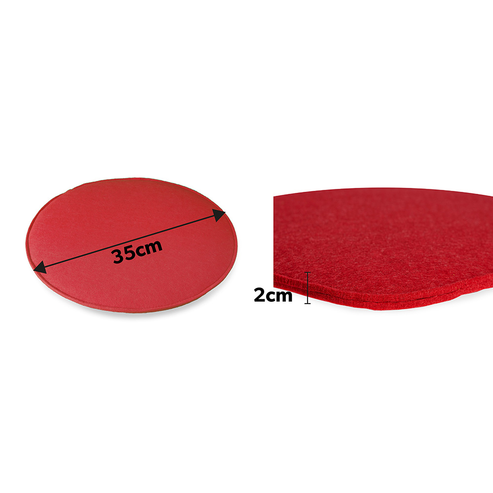 Poduszka dekoracyjna z filcu na krzesło domowe 36Ø czerwona - komplet 4 szt - obrazek 2