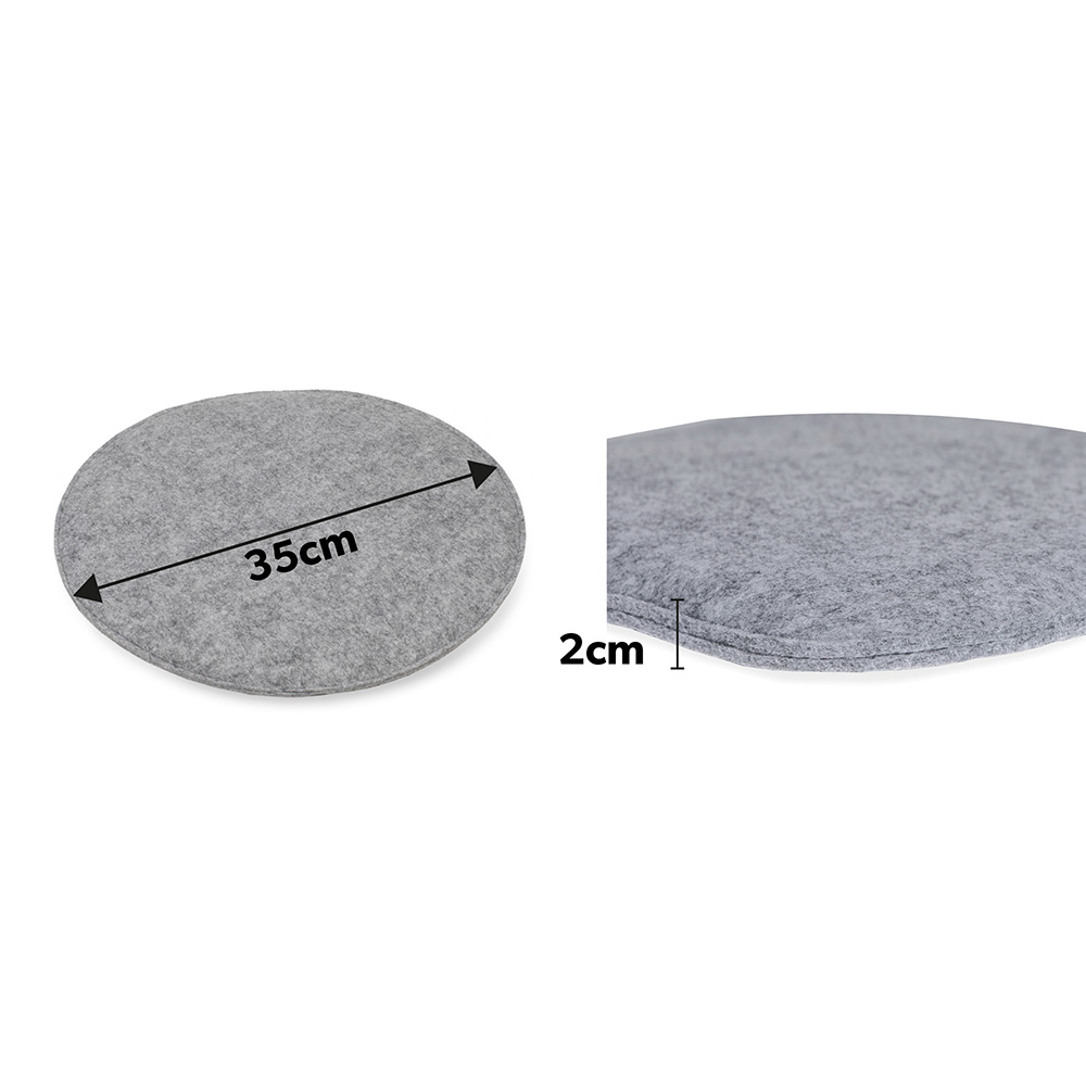 Poduszka dekoracyjna z filcu na krzesło domowe 36Ø jasno szara - komplet 4 szt - obrazek 2