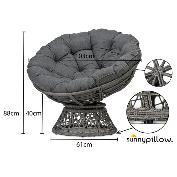 Fotel obrotowy model PAPASAN z poduszką ciemno szary - obrazek 2