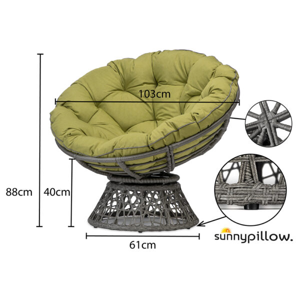 Fotel obrotowy model PAPASAN z poduszką zielony - obrazek 2