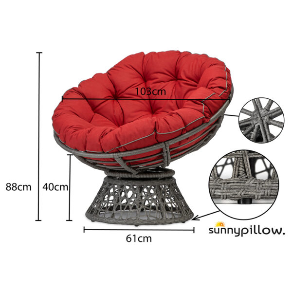 Fotel obrotowy model PAPASAN z poduszką czerwony - obrazek 2