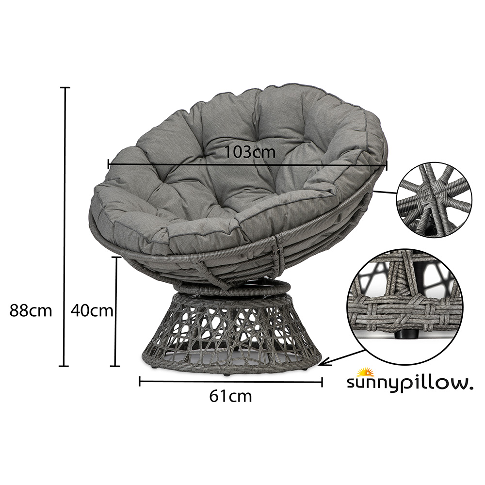 Fotel obrotowy model PAPASAN z poduszką jasno szary - obrazek 2