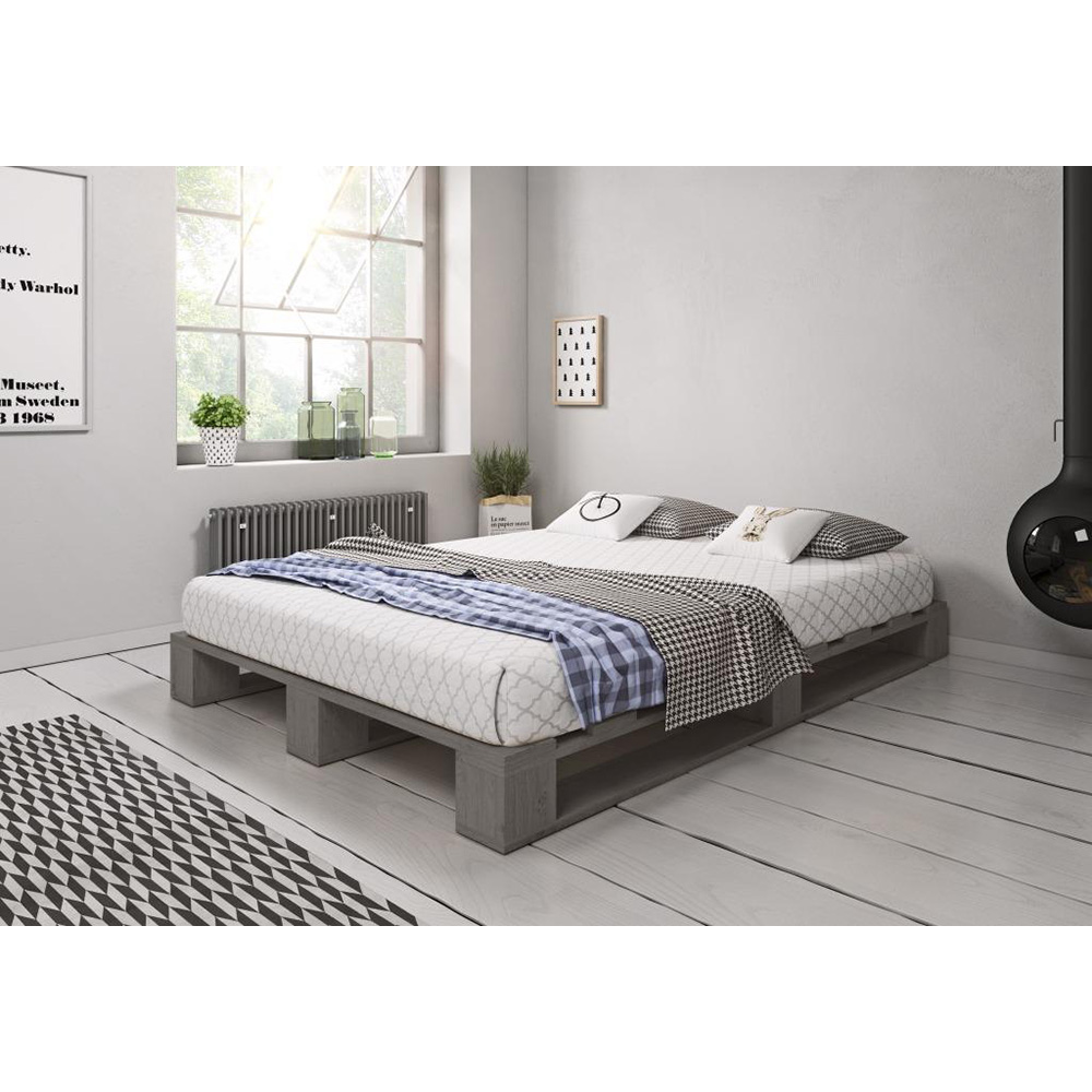 Łóżko z palet bez zagłówka M1 SZARE