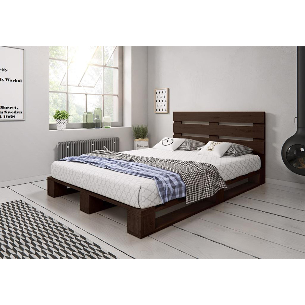 Łóżko z palet z zagłówkiem M1 PALISANDER