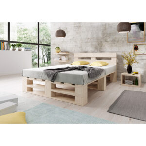 Łóżko z palet z zagłówkiem M2 NATURALNE