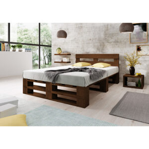Łóżko z palet z zagłówkiem M2 PALISANDER