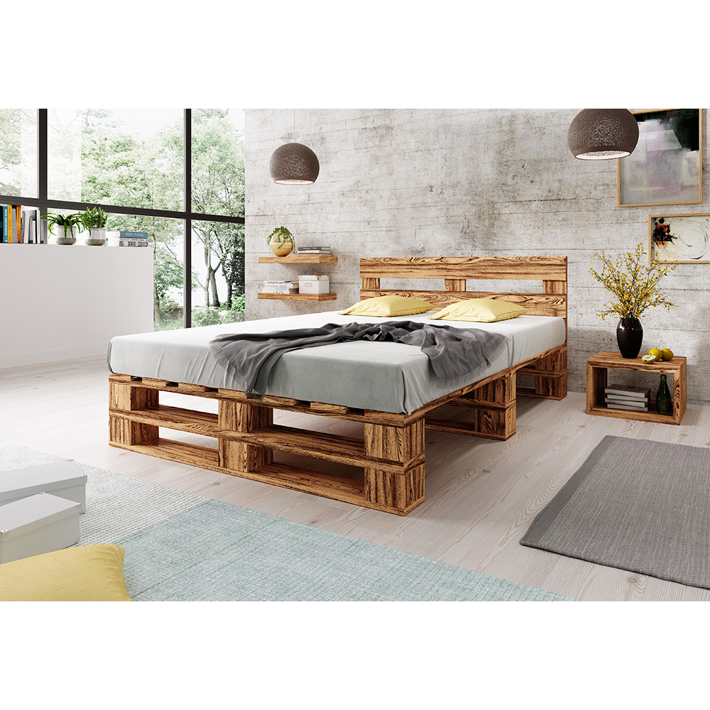 Łóżko z palet z zagłówkiem M2 RUSTYKALNE