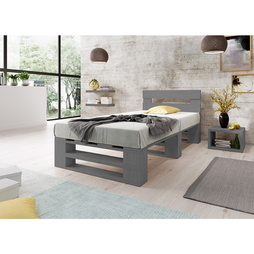 Łóżko z palet z zagłówkiem M2 SZARE - obrazek 2