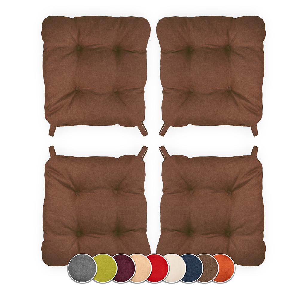 Poduszka z rzepem na krzesło i fotel ogrodowy SUZA+RZEP 40×40 brązowa - komplet 4 szt