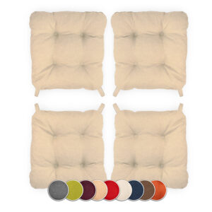 Poduszka z rzepem na krzesło i fotel ogrodowy SUZA+RZEP 40×40 kremowa - komplet 4 szt