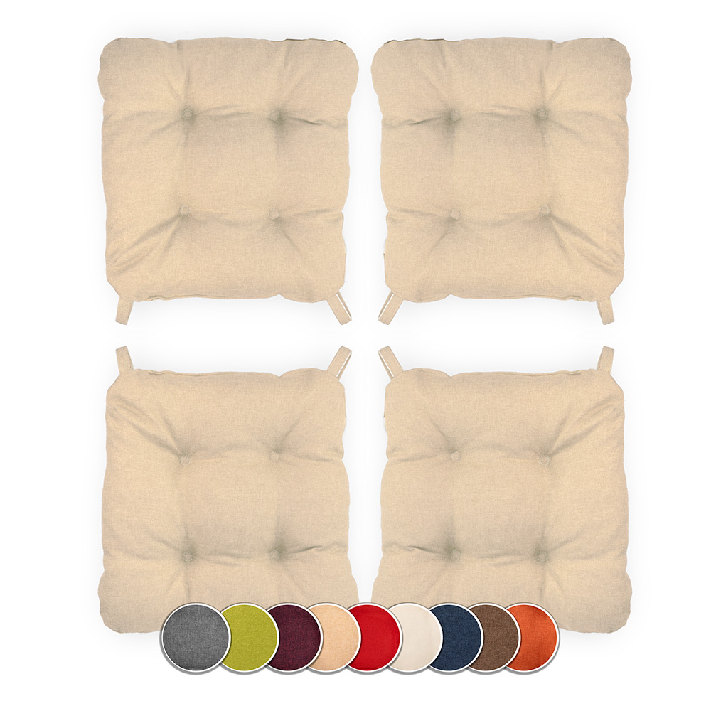 Poduszka z rzepem na krzesło i fotel ogrodowy SUZA+RZEP 40×40 kremowa - komplet 4 szt