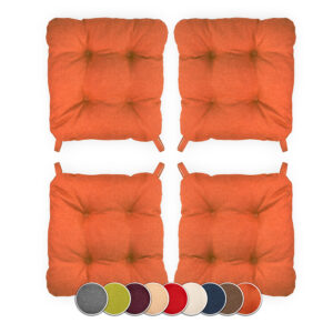 Poduszka z rzepem na krzesło i fotel ogrodowy SUZA+RZEP 40×40 pomarańczowa - komplet 4 szt