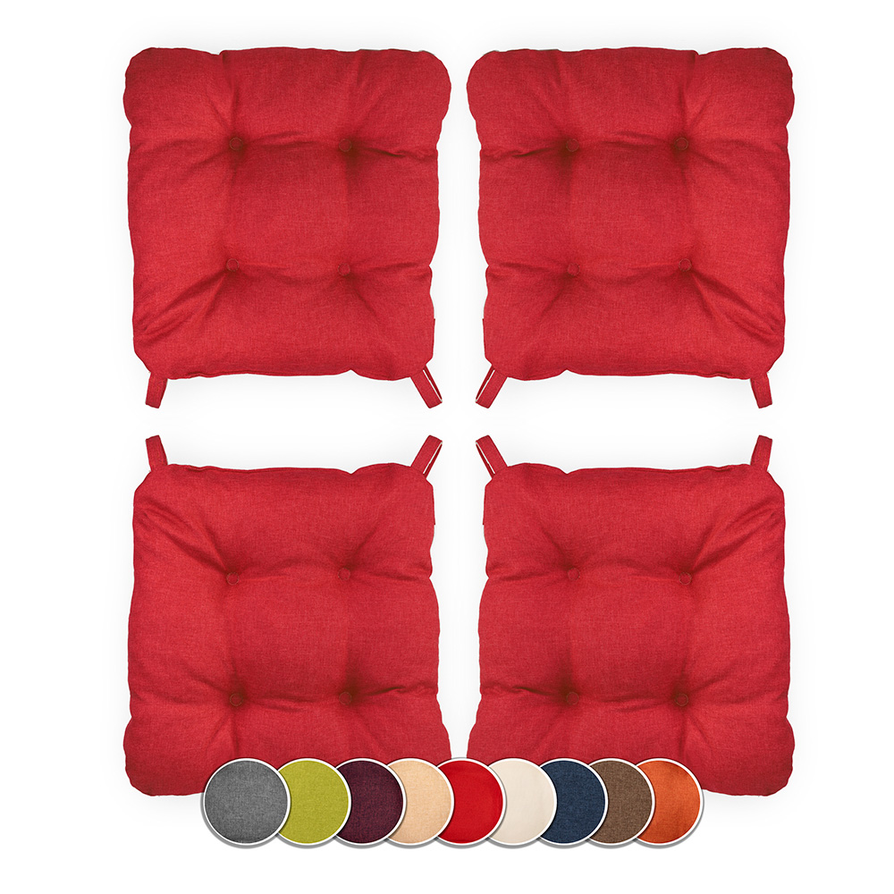 Poduszka z rzepem na krzesło i fotel ogrodowy SUZA+RZEP 40×40 czerwona - komplet 4 szt