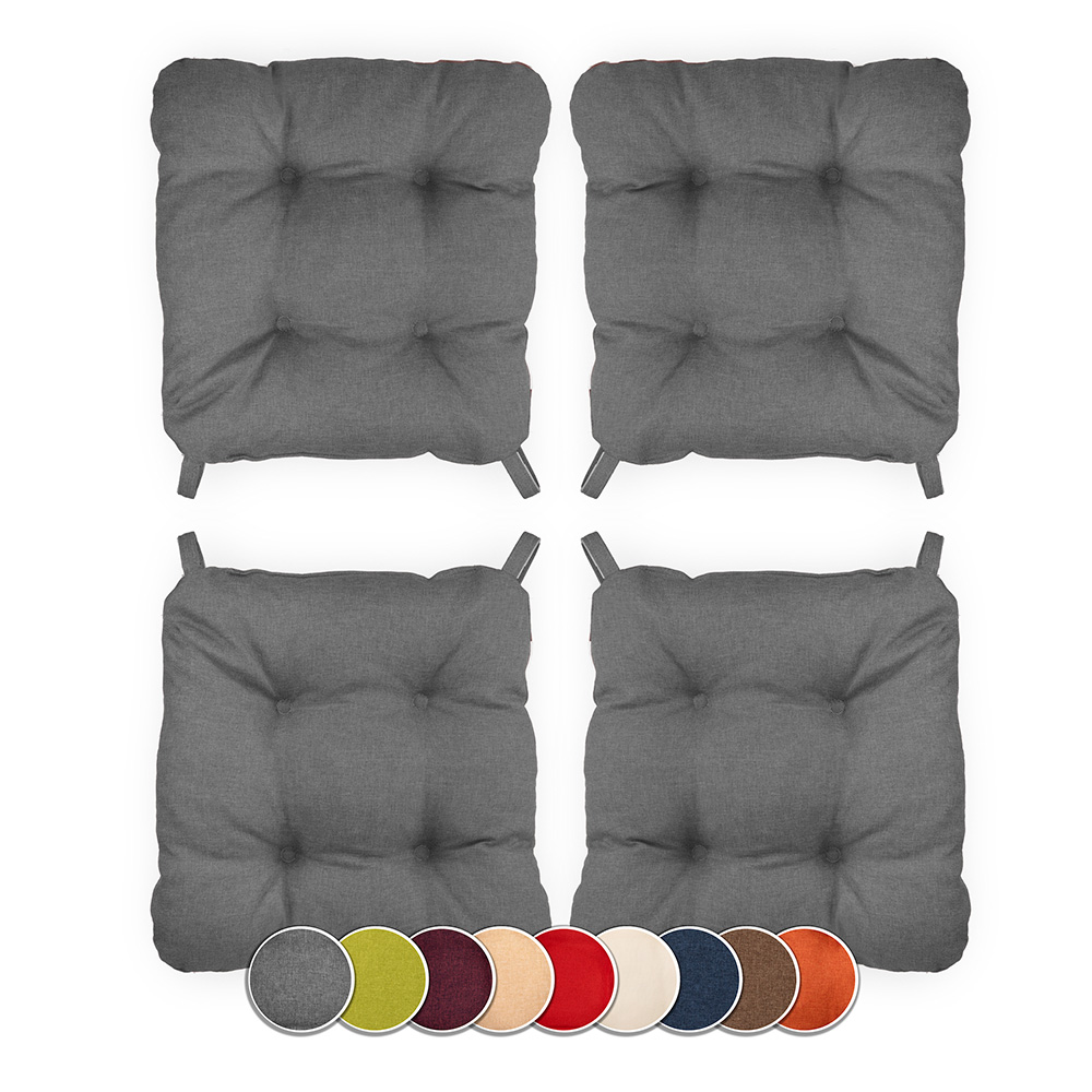 Poduszka z rzepem na krzesło i fotel ogrodowy SUZA+RZEP 40×40 jasno szara - komplet 4 szt