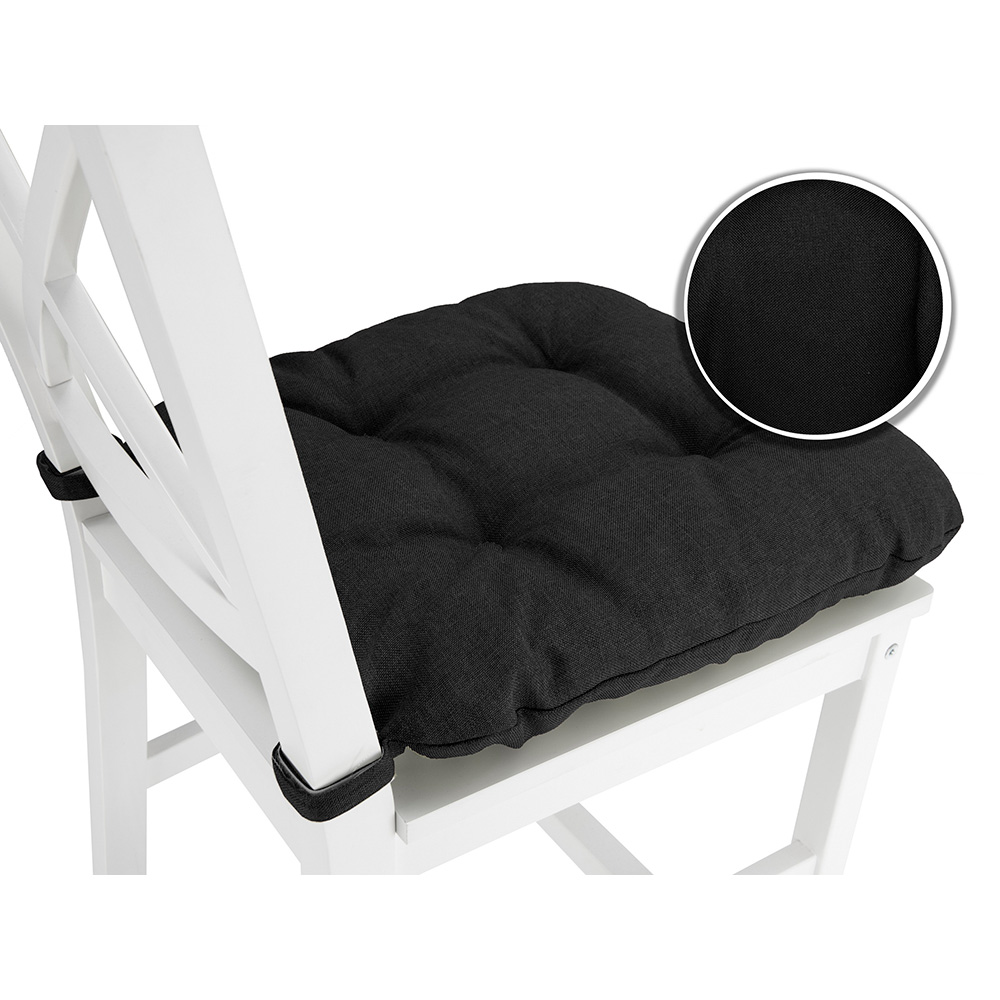 Poduszka z rzepem na krzesło i fotel ogrodowy SUZA+RZEP 40×40 czarna - komplet 4 szt - obrazek 3