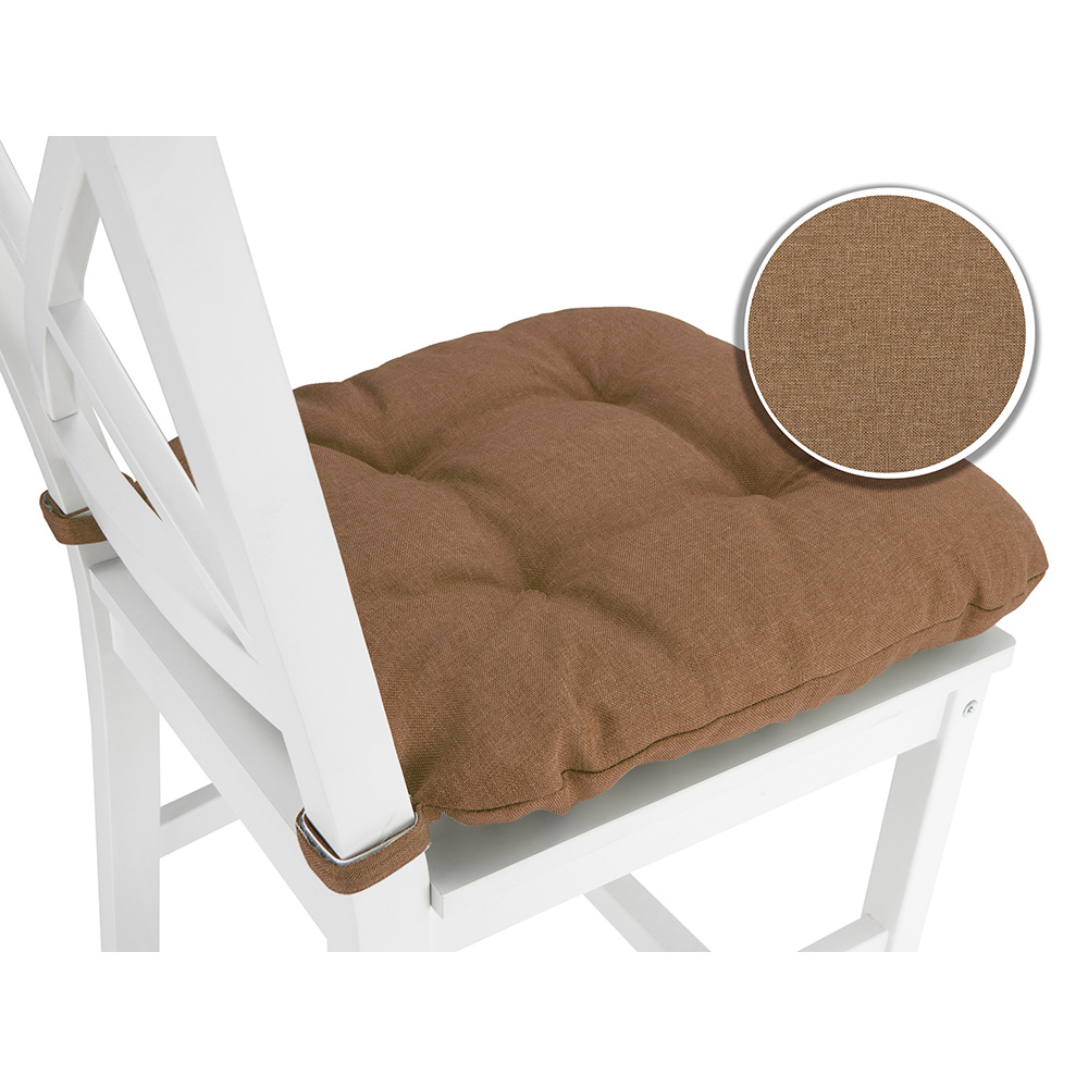 Poduszka z rzepem na krzesło i fotel ogrodowy SUZA+RZEP 40×40 brązowa - komplet 4 szt - obrazek 3