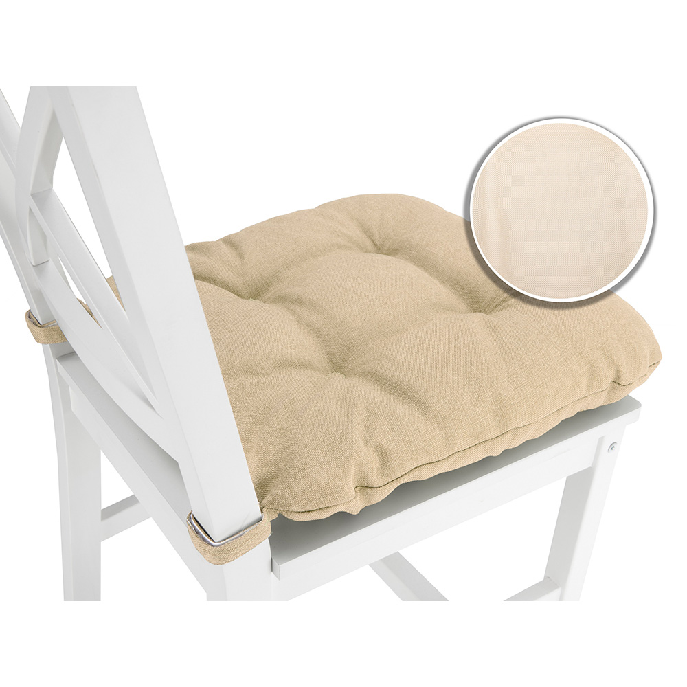 Poduszka z rzepem na krzesło i fotel ogrodowy SUZA+RZEP 40×40 kremowa - komplet 4 szt - obrazek 3