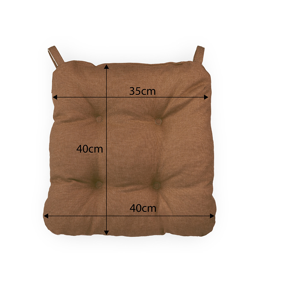 Poduszka z rzepem na krzesło i fotel ogrodowy SUZA+RZEP 40×40 brązowa - komplet 4 szt - obrazek 2
