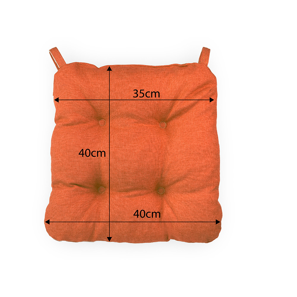 Poduszka z rzepem na krzesło i fotel ogrodowy SUZA+RZEP 40×40 pomarańczowa - komplet 4 szt - obrazek 2