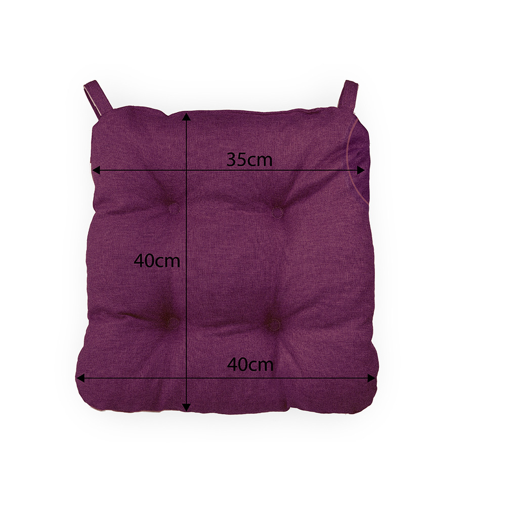 Poduszka z rzepem na krzesło i fotel ogrodowy SUZA+RZEP 40×40 fioletowa - komplet 4 szt - obrazek 2