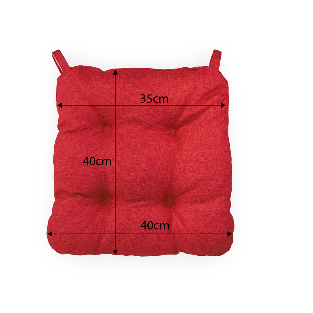 Poduszka z rzepem na krzesło i fotel ogrodowy SUZA+RZEP 40×40 czerwona - komplet 4 szt - obrazek 2