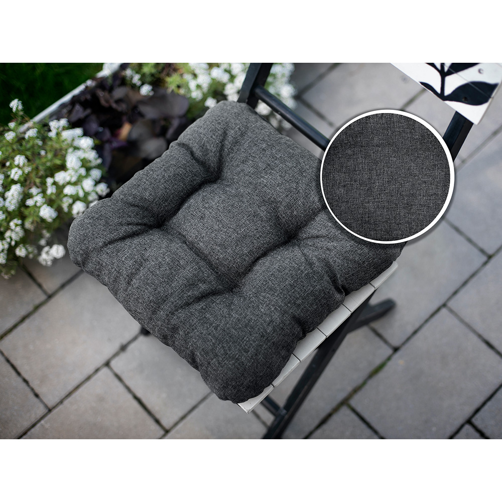 Poduszka na krzesło i fotel ogrodowy SUZA 45×45 ciemno szara – komplet 4 szt - obrazek 3