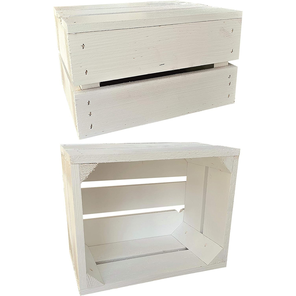 Drewniana skrzynia 25x20x15 cm wytrzymała regał biała - obrazek 2