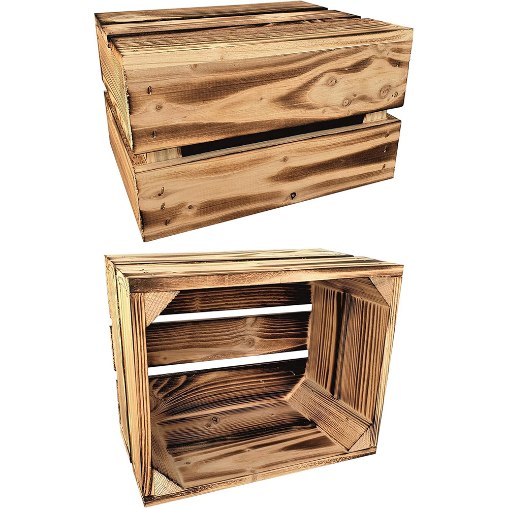Drewniana skrzynia 25x20x15 cm wytrzymała regał rustykalna - obrazek 2