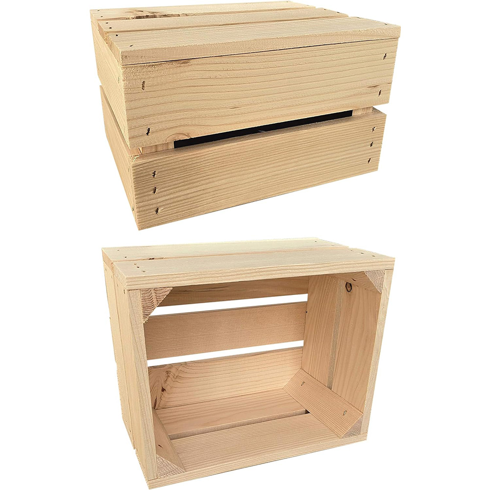 Drewniana skrzynia 25x20x15 cm wytrzymała regał naturalna - obrazek 2