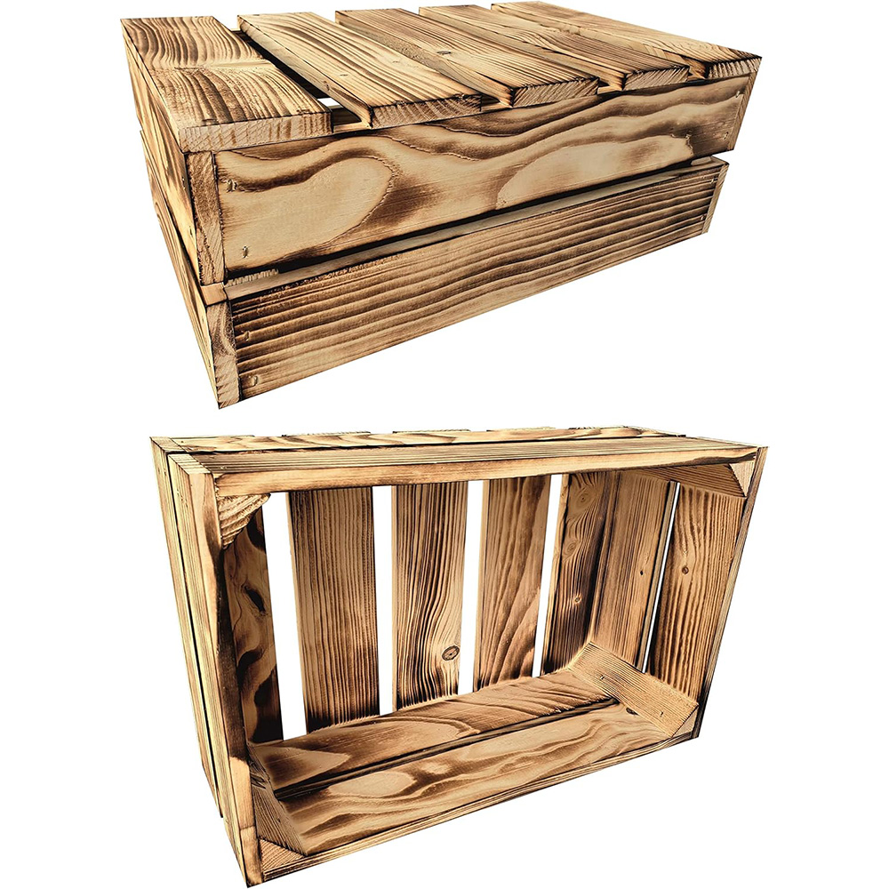 Drewniana skrzynia 25x40x15 cm wytrzymała regał rustykalna - obrazek 2