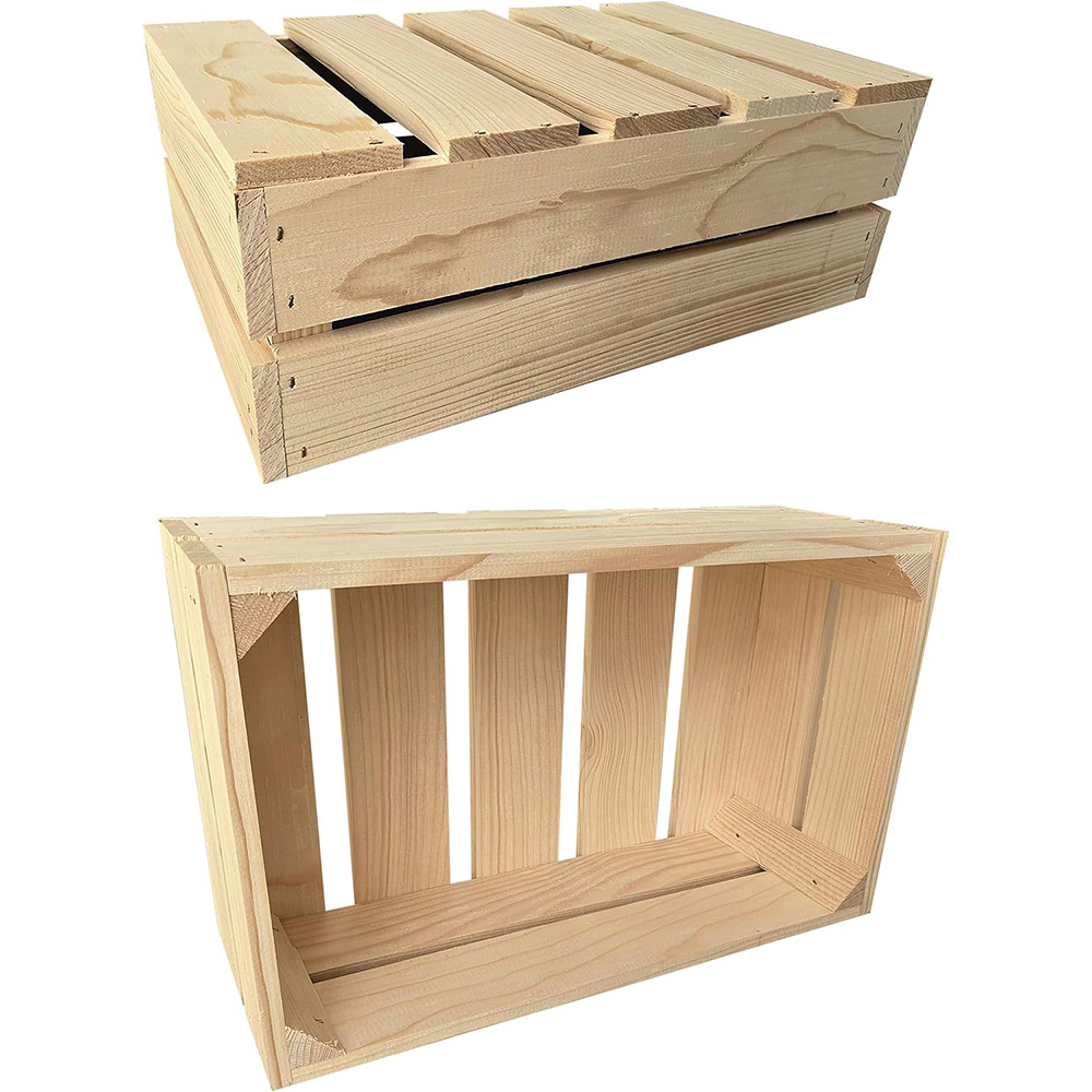 Drewniana skrzynia 25x40x15 cm wytrzymała regał naturalna - obrazek 2