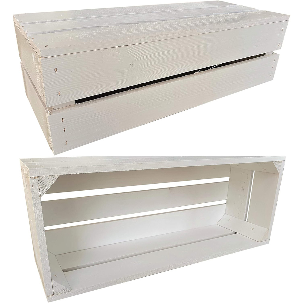 Drewniana skrzynia 50x20x15 cm wytrzymała regał biała - obrazek 2