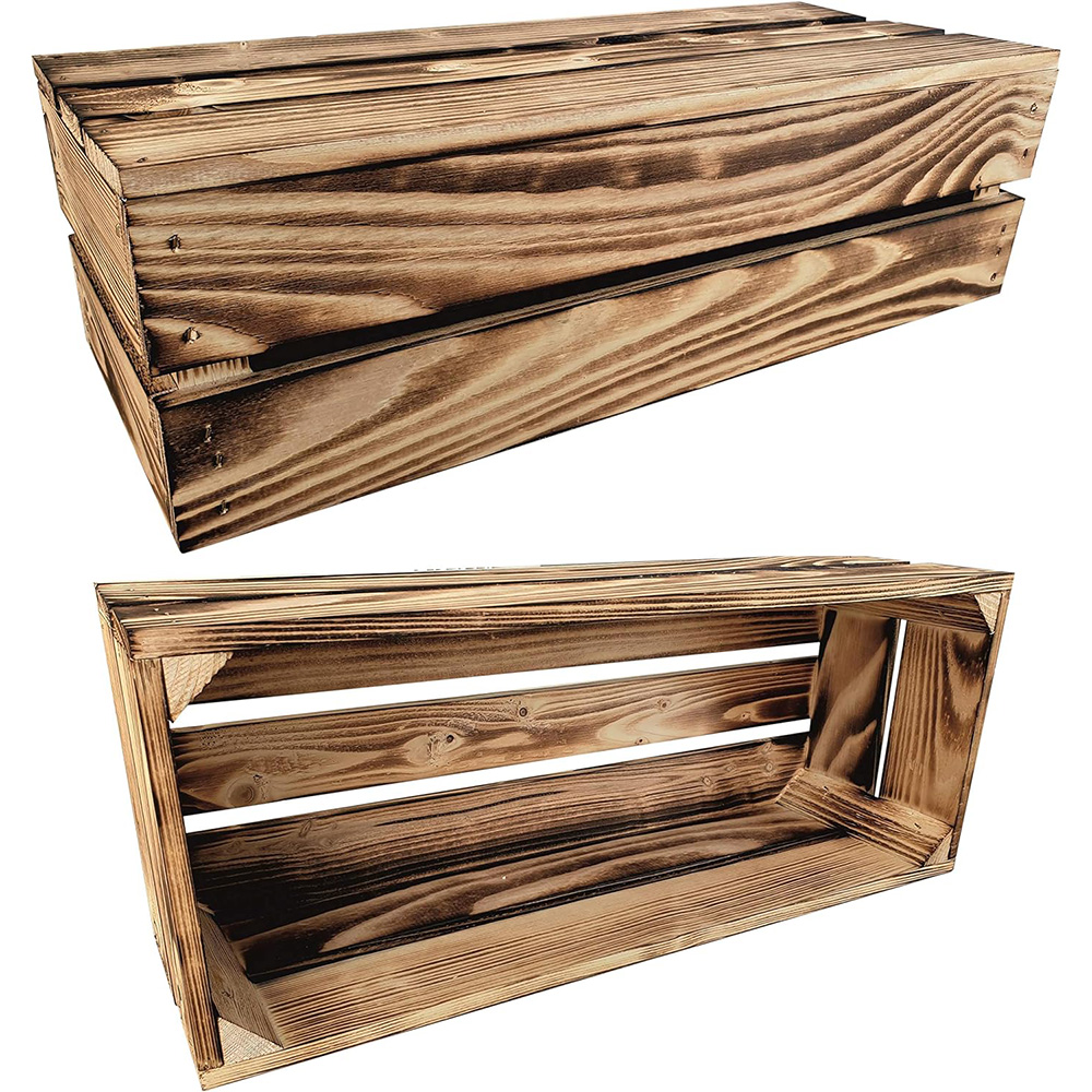 Drewniana skrzynia 50x20x15 cm wytrzymała regał rustykalna - obrazek 2