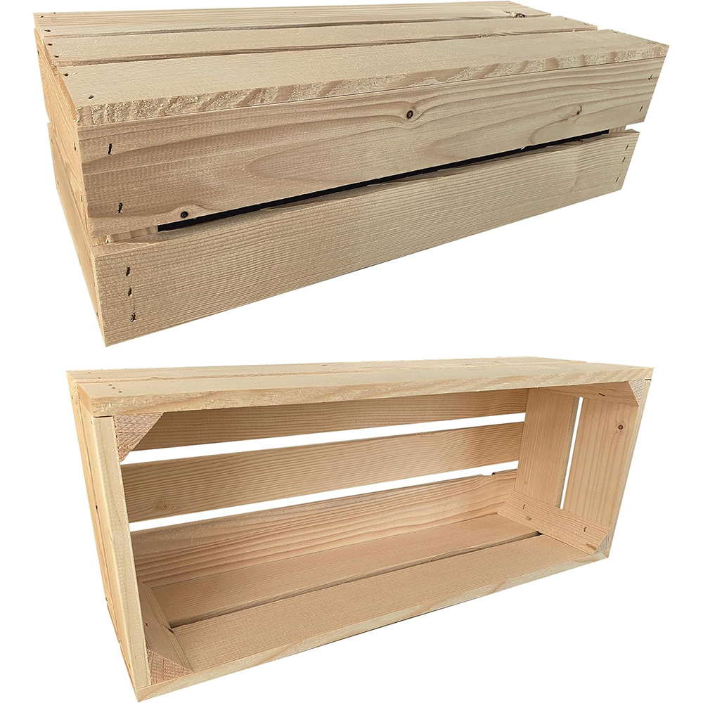 Drewniana skrzynia 50x20x15 cm wytrzymała regał naturalna - obrazek 2
