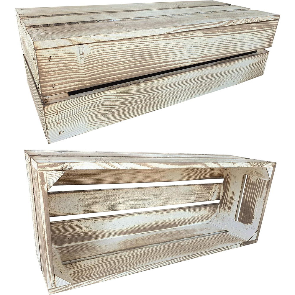 Drewniana skrzynia 50x20x15 cm wytrzymała regał vintage - obrazek 2