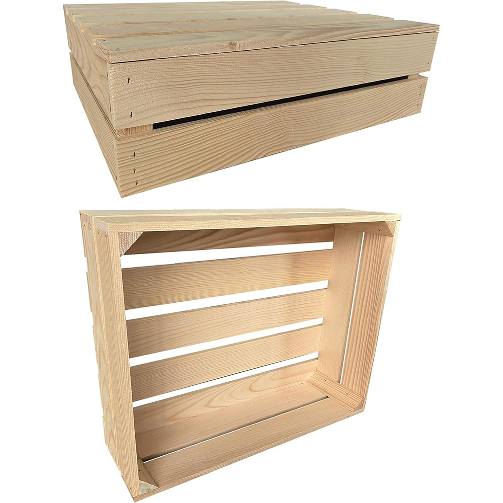 Drewniana skrzynia 50x40x15 cm wytrzymała regał naturalna - obrazek 2