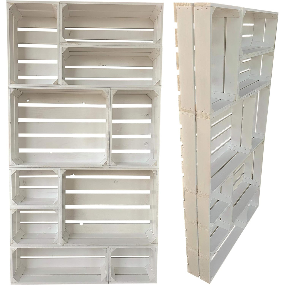 Drewniana skrzynia 50x20x15 cm wytrzymała regał biała - obrazek 3