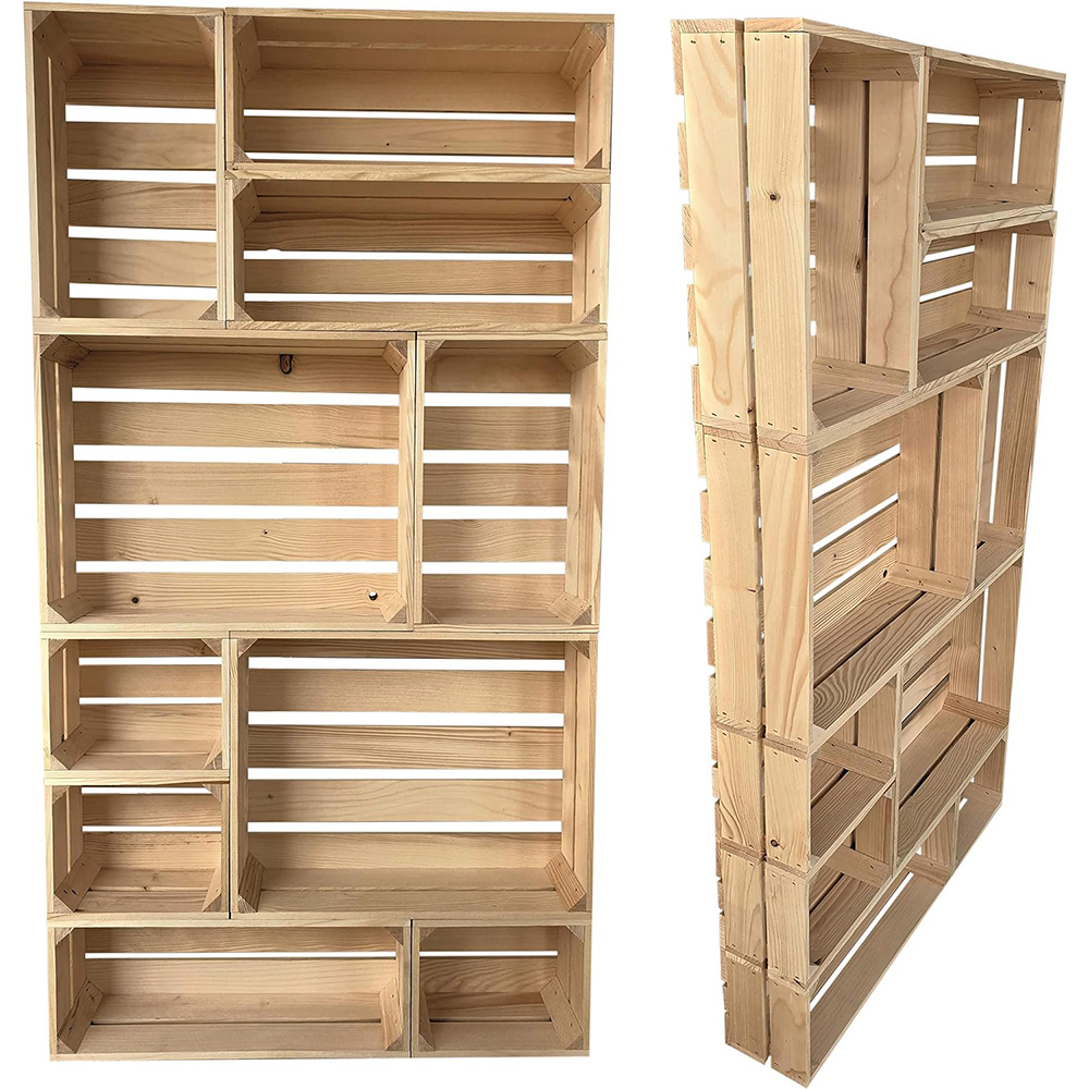 Drewniana skrzynia 25x40x15 cm wytrzymała regał naturalna - obrazek 3