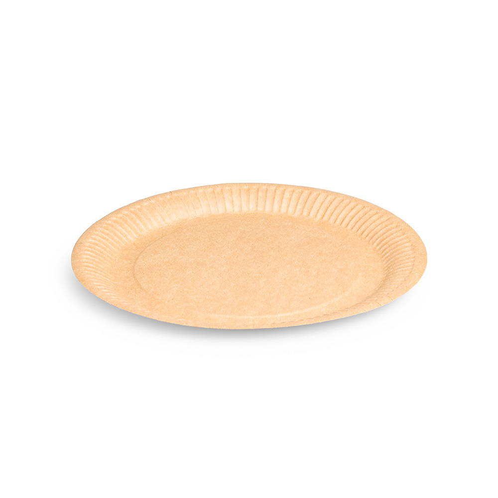 Talerzyki papierowe jednorazowe ekologiczne 23 cm eko kraft - 100 szt - obrazek 2