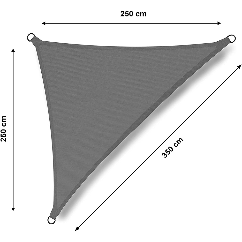 Wodoodporny żagiel ogrodowy przeciwsłoneczny 2,5x2,5x3,5m szary - obrazek 2
